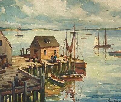 #ad John Cuthbert Hare 1908 1978 Watercolor Gloucester or Provincetown $475.00