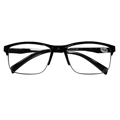 #ad 1 Pack Mens Unisex Half Frame Square Reading Glasses Black Spring Hinge Readers $6.99