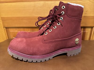 #ad New Timberland 6quot; Premium Waterproof Warm Lined Boot Red Nubuck US Size 11 $150.00