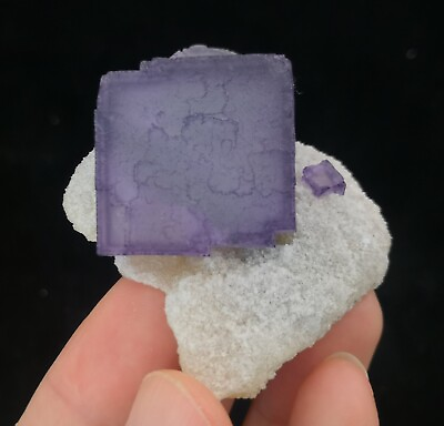 #ad Purple color zoned Fluorite on Quartz 50mm Natural Mineral Specimen #564 $65.00
