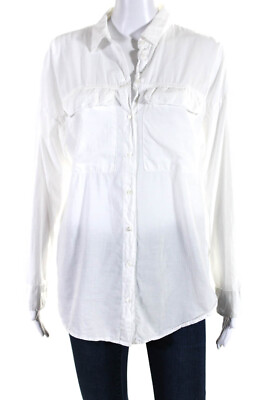 #ad Xirena Womens 100% Cotton Long Sleeved Collared Button Down Shirt White Size XS $42.69