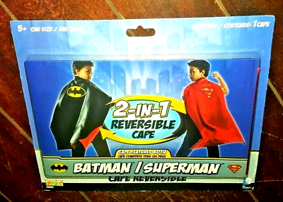 #ad DC Comics Batman Superman 2 in 1 Reversible Cape *One Size* $13.64