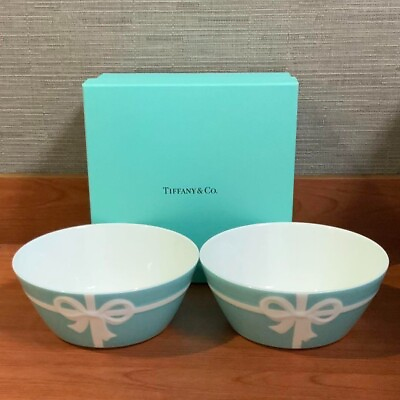 #ad Tiffany amp; Co. Blue Box Bowl tableware Ribbon Bone china 2pcs Set Gift From Japan $108.98
