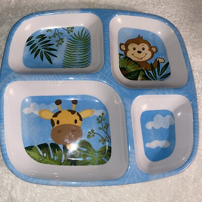 #ad Kids Plate Giraffe And Monkey Dishwasher Safe $8.99