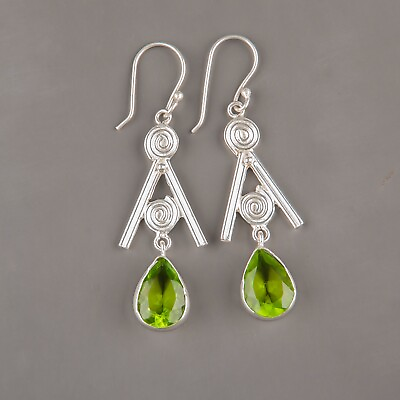 #ad Peridot Gemstone 925 Sterling Silver Earring Handmade Jewelry Earring For Gift $11.95