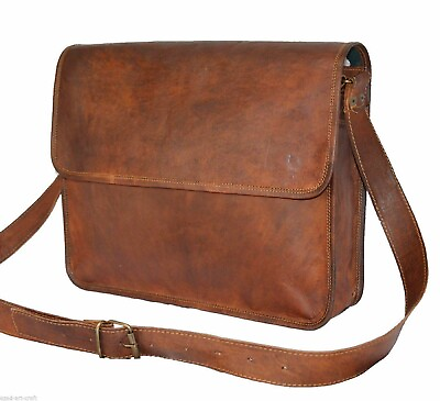 #ad Mens Genuine Vintage Leather Messenger Business Laptop Briefcase Satchel Bag New $57.00