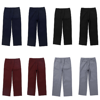 #ad Kids Elastic Waistband Solid Chino Pants Casual School Uniform Pants for Boys $11.83