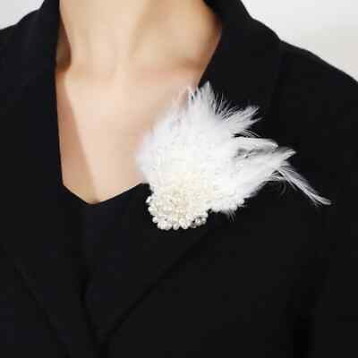 #ad Luxury Pearl Feather Brooches Pins for Women Elegant Corsages Jewelry Suit Pin $5.50