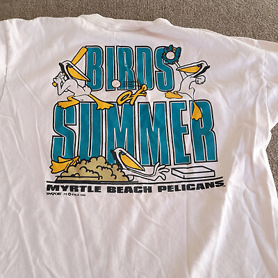 #ad Vintage Myrtle Beach Pelicans Shirt USA Minor League Baseball Flaws $36.57
