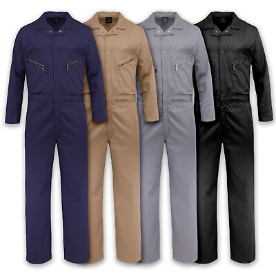 #ad Men#x27;s Coverall Long Sleeve Jumpsuit Cotton Blend Zipper Front Pockets Overalls $39.95