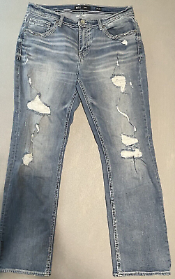 #ad BKE Derek Jeans Blue Medium Wsh Stretch Denim 34x32 36x32 Distressed Whiskered $26.99