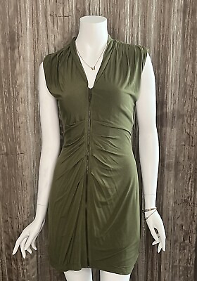 #ad Guess By Marciano: Olive Green Zip Up Mini Summer Dress Size Small $19.00