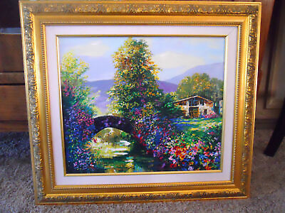 #ad Alex Perez Hilltop II Framed Numbered 12 150 Painting Hand Signed Canvas 27x24 $249.00