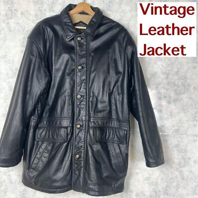 #ad L Size Vintage Leather Jacket Riders Black Japan $124.00