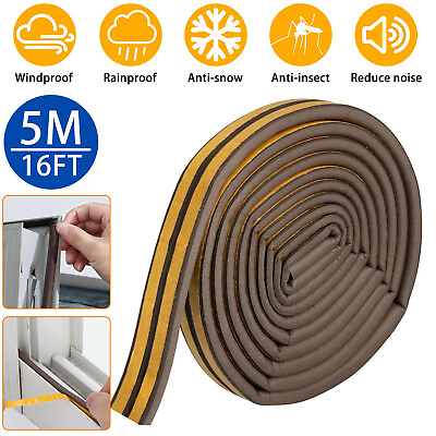 #ad 5M Soundproof Weather Stripping Self Adhesive Rubber Seal Strip For Door Window $7.48