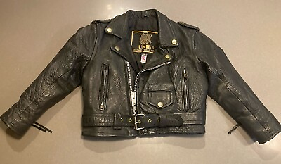 #ad Unik Leather Collections Baby Leather Motorcycle Jacket Black Toddler Biker Used $50.00