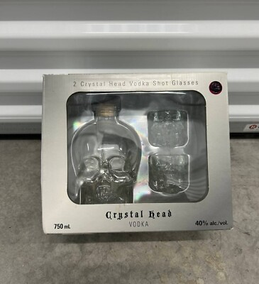 #ad RARE VODKA CRYSTAL HEAD bottle 750 ml empty 2 glasses with skull HALLOWEEN $15.00