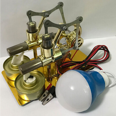 #ad Double Cylinders HotAir Steam Stirling Engine Generator Motor DIY Teaching Model $60.71