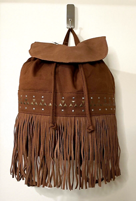 #ad NWT Brown Studded Tassel American Eagle Magnetic Snap Backpack NEW $34.00