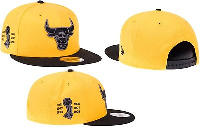 #ad Chicago Bulls Snapback Hat Adjustable Fit Cap Tow tone Black Yellow $19.99