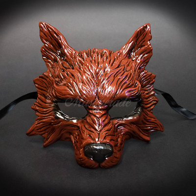 #ad Wolf Animal Masquerade Mask Men#x27;s Masquerade Mask Halloween Red Ball Mask $19.95