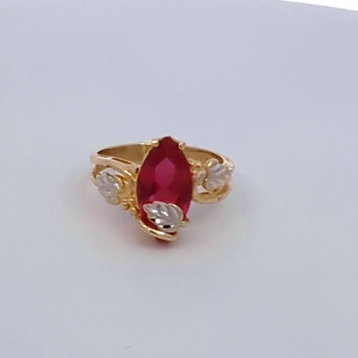 #ad 14kt Yellow Gold Ladies Red Lab Created Marquise size7 $429.99
