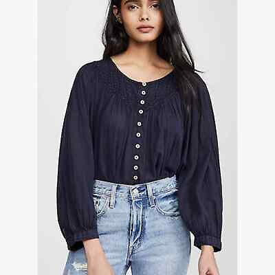 #ad NWT We The Free Navy Cool Meadow Boho Blouse Women#x27;s Size Small $45.00