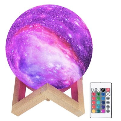 #ad 3D Moon Night Light Table Lamp USB Charging Remote Touch Control Home Decor Gift $16.00