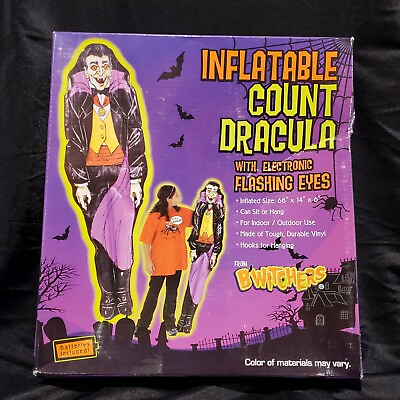 #ad NOS 2005 Dracula Lit Eyes 68quot; Inflatable Vinyl Halloween Decoration B#x27;Witchers $15.99