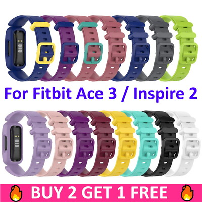 #ad Replacement Silicone Kids Sport Band Strap Wristband For Fitbit Ace 3 Inspire 2 $5.95