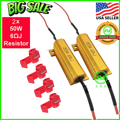 #ad 2pcs Load Resistor 50W 6RJ 6ohm LED Decoder FIX Hyper Flash Turn Signal Blinker $4.79