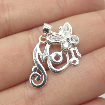 #ad HAN 925 Sterling Silver C Z quot;MOMquot; Butterfly Pendant $19.95