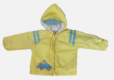 #ad Vtg Windbreaker Toddler Jacket 12 18 Mo Hood Nylon Cotton Lined Zip Up Easy Fit $12.50