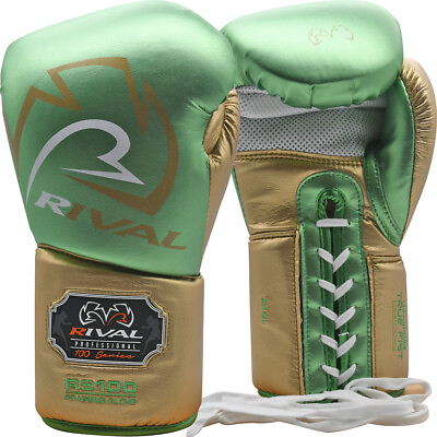 #ad Rival Boxing RS100 Professional Lace Up Sparring Gloves Green Gold $204.95