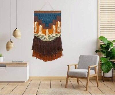 #ad Handmade woven Indian Wall Decor Tapestries Large brown One Of Kind Wall Hanging $168.00