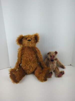 #ad Vintage Jointed Mohair Bears Lot Of 2 Lanie And Trunk Bette Carter $56.25