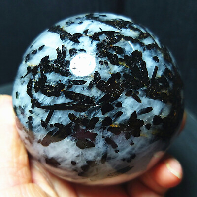 #ad 541.7G 71mm Natural Black Tourmaline Quartz Crystal Sphere Reiki Healing A2615 $125.99