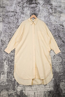 NWOT Rhode Resort Yellow Long Sleeve Oversized Button Shirt Dress Size L Large $49.59