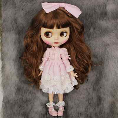 #ad Outfit Pink Fashion Lace Dress amp; Bow Knot For 12 inch Blythe Doll BJD Toy Cloths $16.99