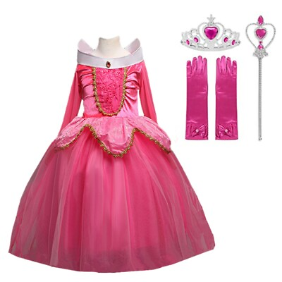 #ad Sleeping Beauty Princess Aurora Costume Party Dress For Girls Pink And Blue Set $24.98