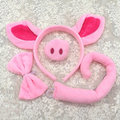 #ad Kids Adult Animal Cosplay Theme Party Pink Pig Cartoon Nose Tail Set Festival $5.51