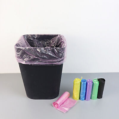 #ad 5 Rolls Trash Bag Bright Color Multi purpose Flat Opening Anti deform Garbage $8.12