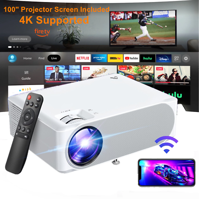 #ad #ad Projector 22000 Lumens 4K 1080P FHD 5G WiFi LED Movie Video Home Theater HDMI AV $53.39