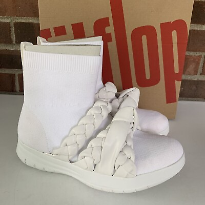 #ad Fitflop Womens Uberknit Braid White Fabric High Top Sneakers US 9 M $30.25