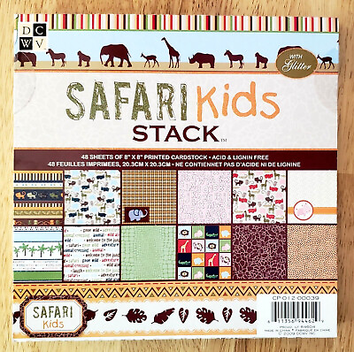 #ad New DCWV SAFARI KIDS Stack Scrapbooking Paper 8 x 8quot; 48 Sheets Glitter $16.95