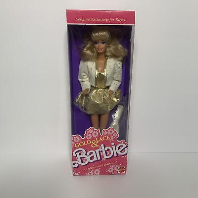 #ad Vintage 80s Barbie Doll Mattel Target Exclusive Gold and Lace Barbie NRFB Sealed $32.00