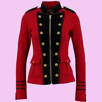 #ad Ladies Red Wool Military Jacket Army Commander Officer Coat $171.99