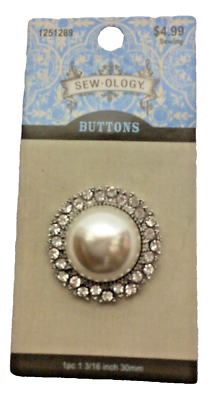 #ad Sew ology Pearl amp; Rhinestone Round Shank Button 30mm $4.99