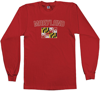#ad Threadrock Men#x27;s Maryland Flag Long Sleeve T shirt State University $17.90