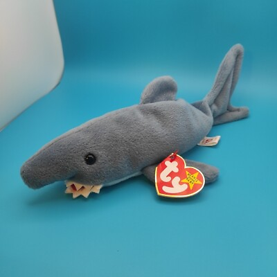#ad Ty Beanie Babies quot;Crunchquot; Shark Vintage 1996 Retired Rare Tush and Swing Tags $8.00